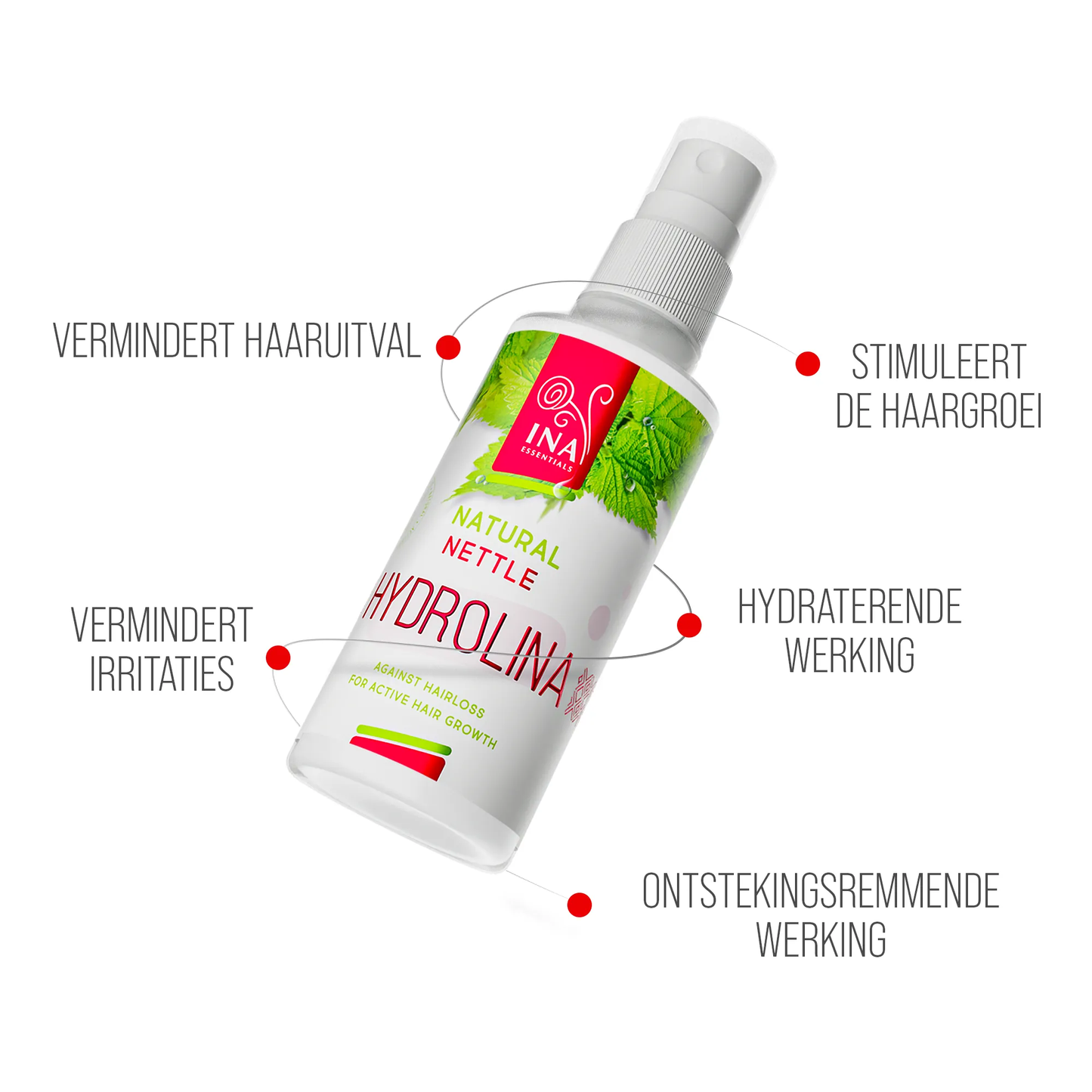 Eau d'ortie - Hydrolina d'orties sauvages contre la chute des cheveux et les cheveux gras - Spray (150 ml)