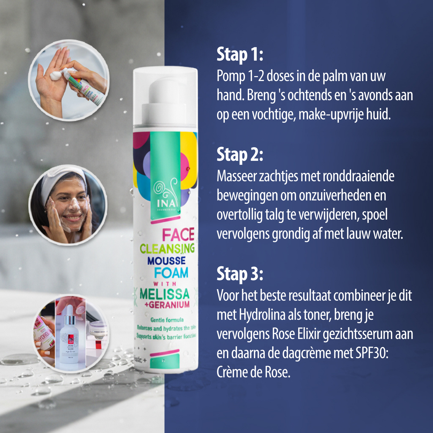 Natuurlijk Reinigingsschuim voor het Gezicht met Citroenmelisse en Geranium - voor elk huidtype