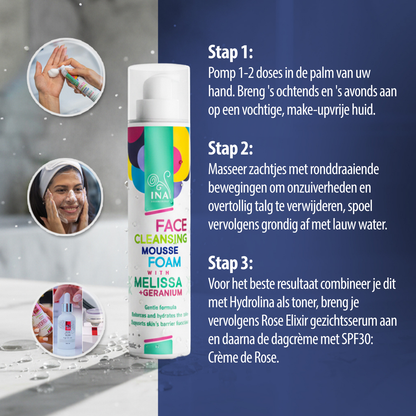 Natuurlijk Reinigingsschuim voor het Gezicht met Citroenmelisse en Geranium - voor elk huidtype