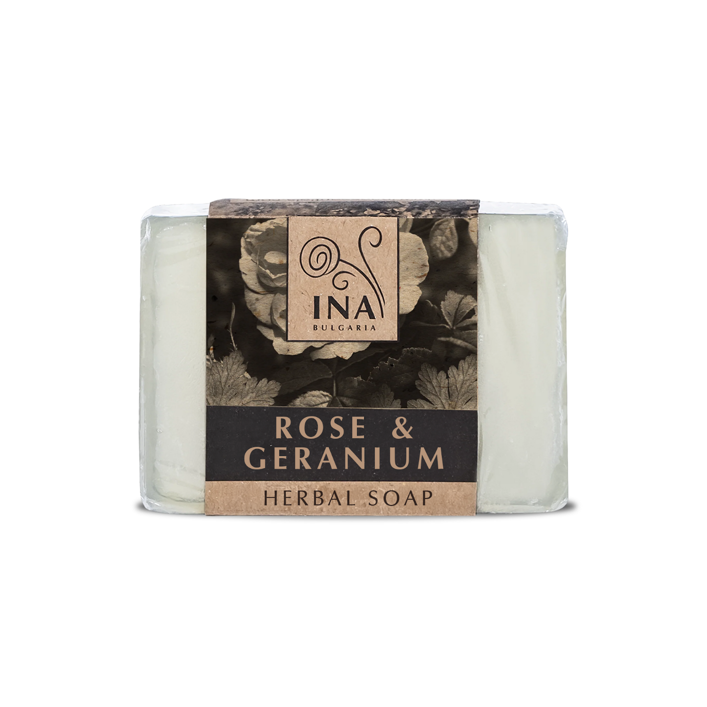 Natuurlijke kruidenzeep met Rose Damascena-olie en Geranium met voedende actie
