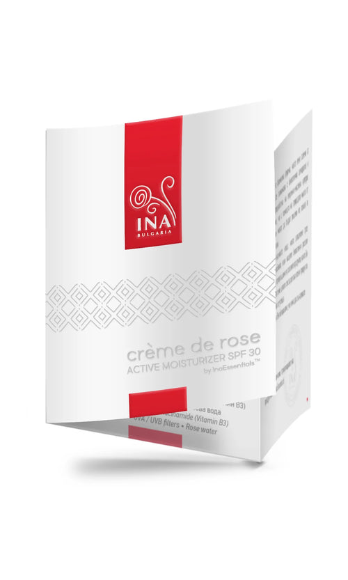 Crème de rose - Hydratant actif SPF 30 à l'huile de rose bio 2 ml